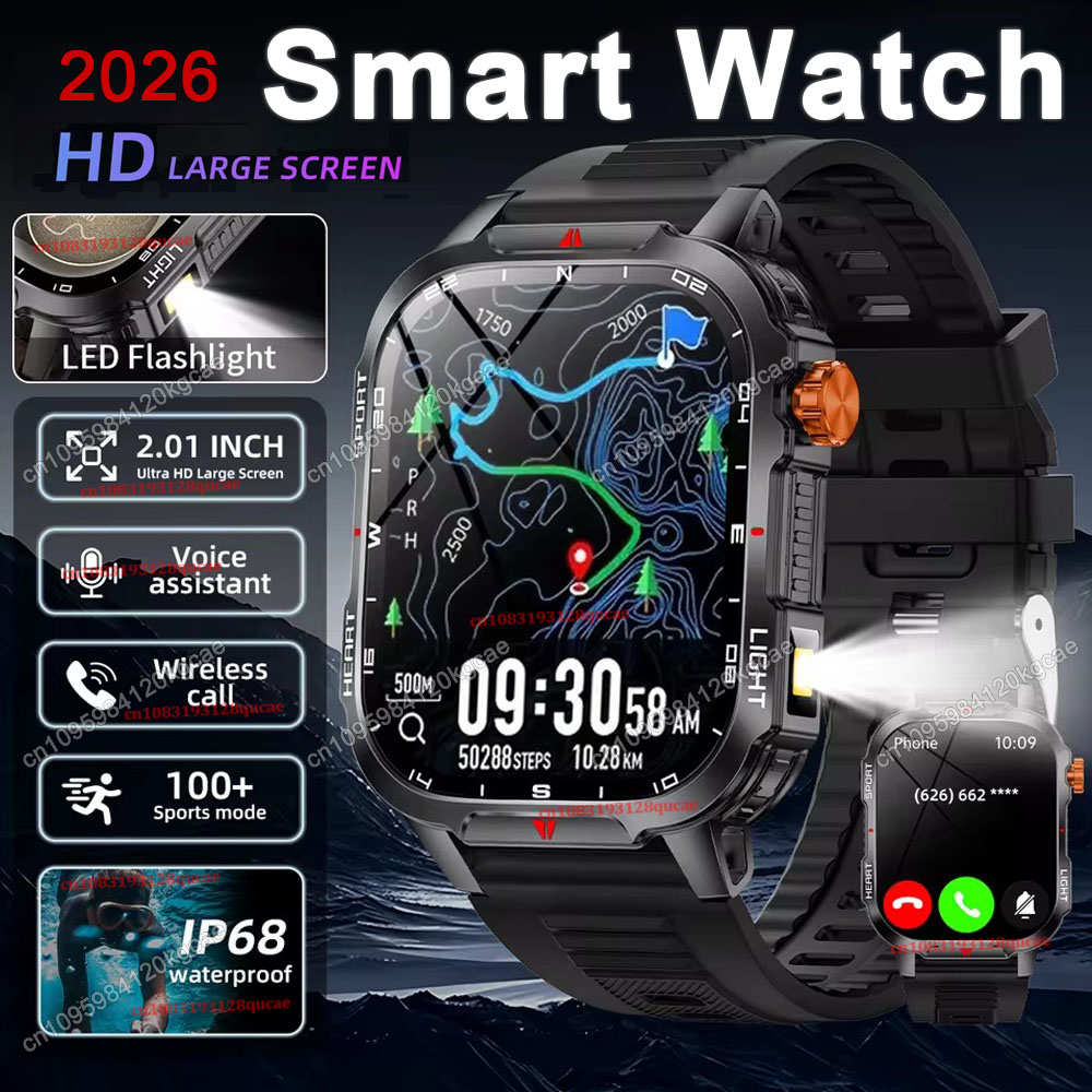 Smartwatch X12 - 2026 ใหม่ทนทานทหาร GPS สมาร์ทนาฬิกาผู้ชายบลูทูธโทรการตรวจสอบสุขภาพกีฬา 5ATM กันน้ำสมาร์ทวอทช์ผู้หญิงชาย