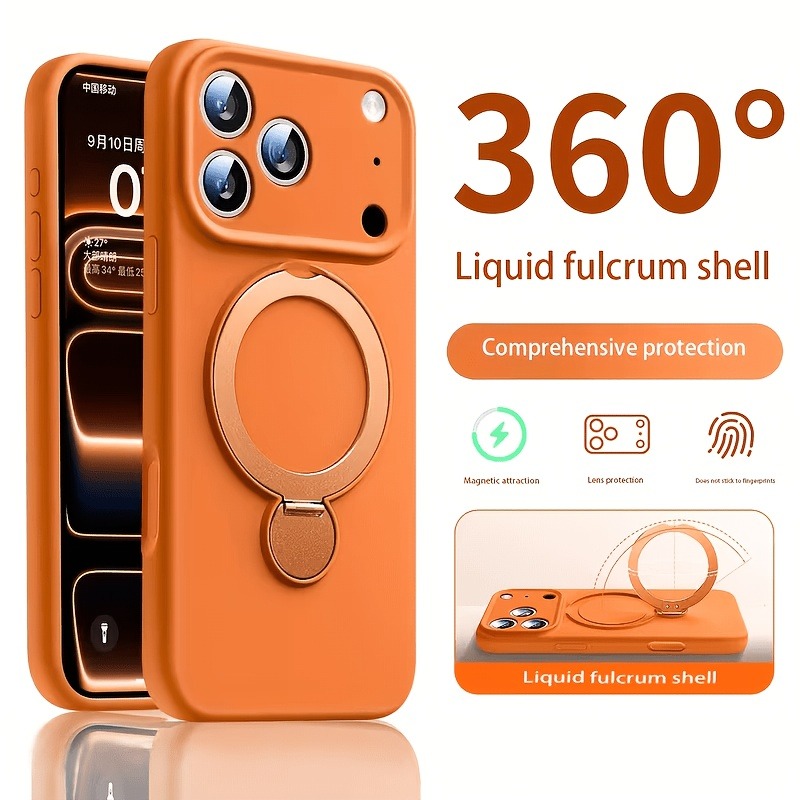 Magnetic Charging Stand - เคสโทรศัพท์ซิลิโคนเหลวแบบแม่เหล็ก 360 องศา สำหรับ iPhone 17