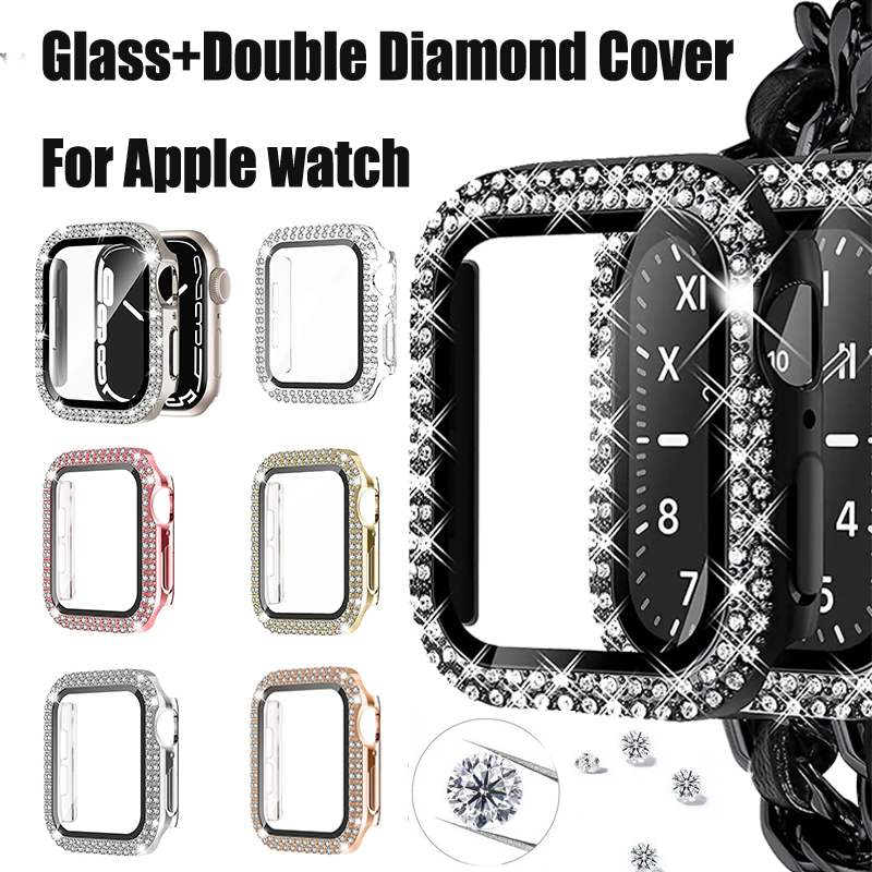Smartwatch Band Accessories - แก้ว + เพชรสําหรับ Apple Watch Case