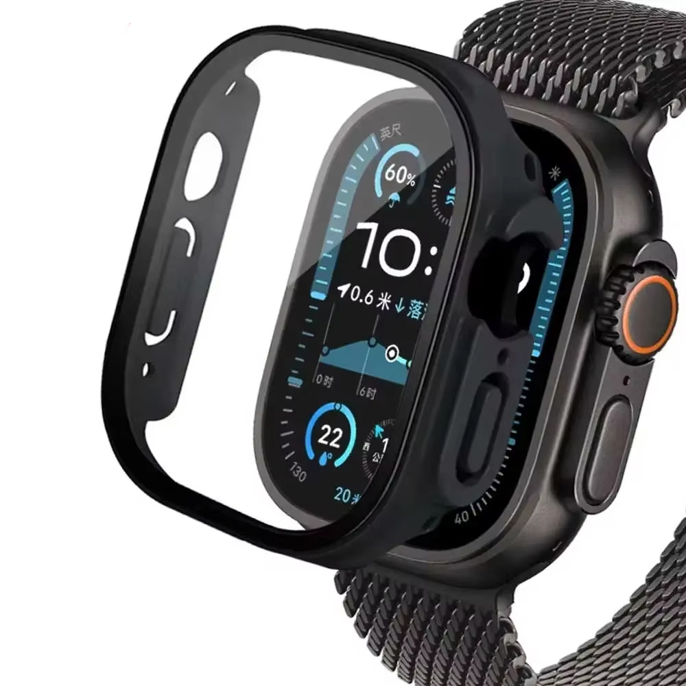 Smartwatch Band Accessories - กระจก+เคสสำหรับแอปเปิ้ลวอทช์อัลตร้า 2 3 49 มม.สมาร์ทวอทช์พีซีกันชน+ตัวป้องกันหน้าจอกระจกนิรภัยฝาครอบไอวอทช์ซีรีส์อุปกรณ์เสริม