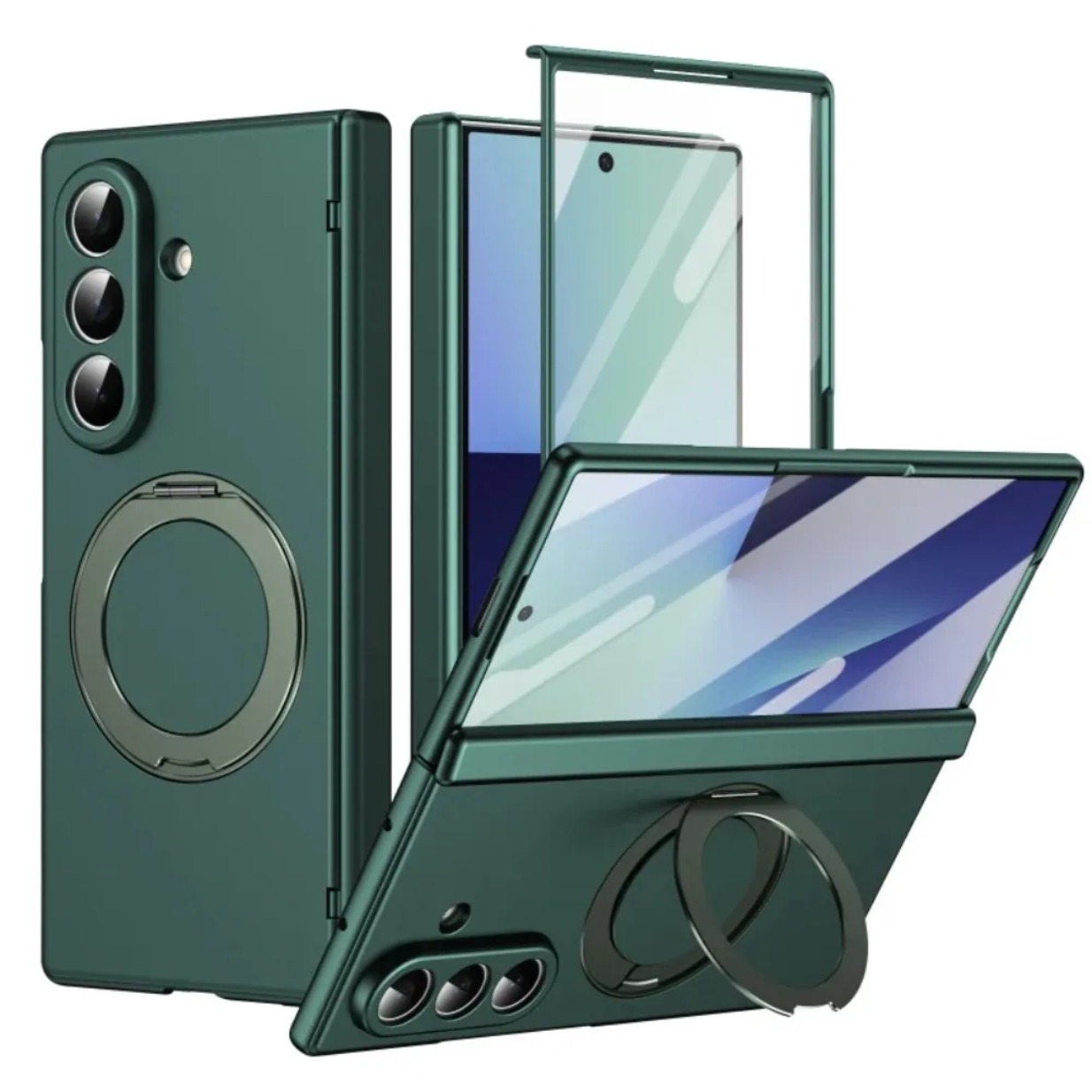 Magnetic Charging Stand - 360 ° เคสโทรศัพท์พร้อมฟิล์มป้องกันบานพับสำหรับแท่นชาร์จไร้สายแม่เหล็ก Magsafe สำหรับ Samsung