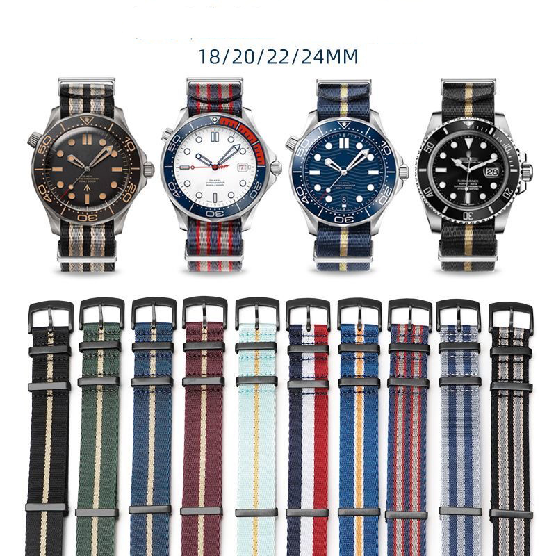 Nylon Nato Strap - สายนาฬิกาไนลอนคุณภาพสูงสำหรับ OMEGA Seamaster Seiko SKX007 สายรัดข้อมือทนทานสำหรับผู้ชายผู้หญิง
