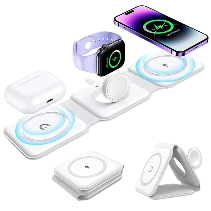 Watch Charger Cable - ที่ชาร์จไร้สายแบบพับได้แม่เหล็ก 3-in-1, ชาร์จเร็ว 15W, USB Type-C,