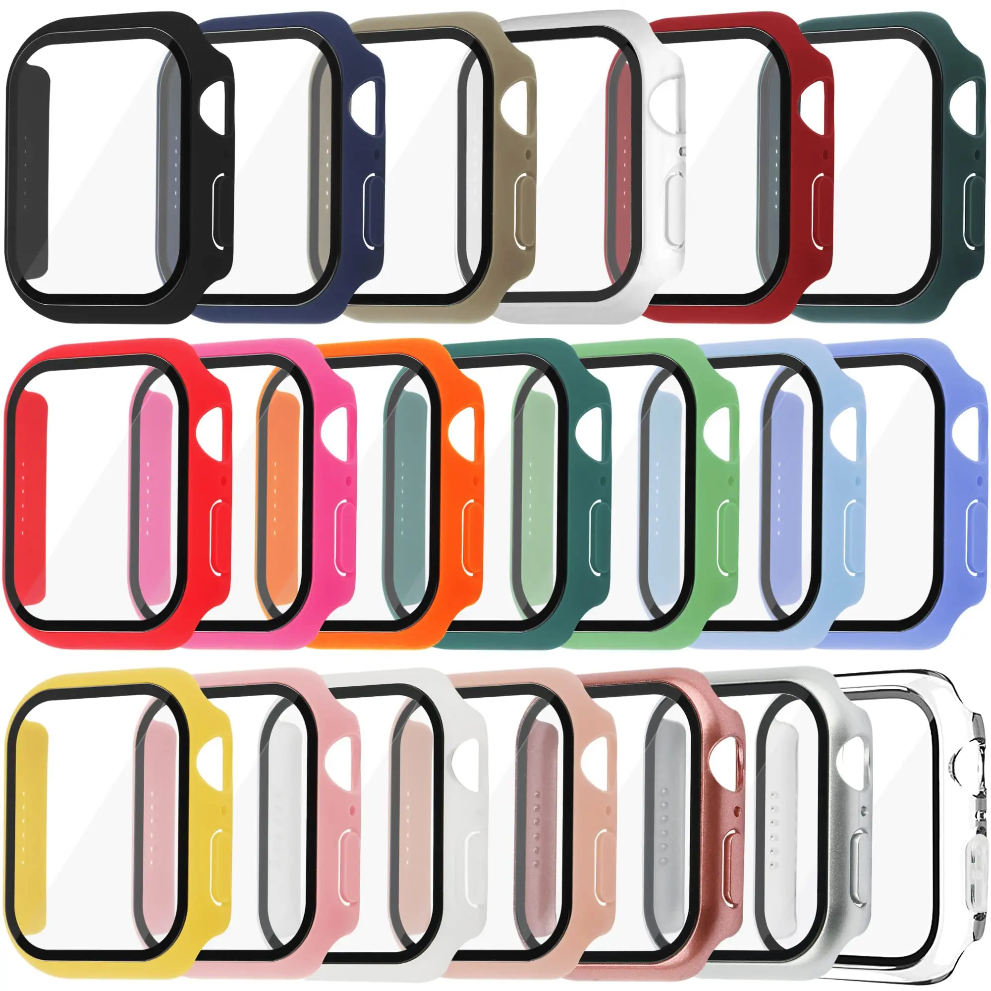 Smartwatch Band Accessories - กระจกนิรภัย + ฝาครอบสําหรับ Apple Watch Case