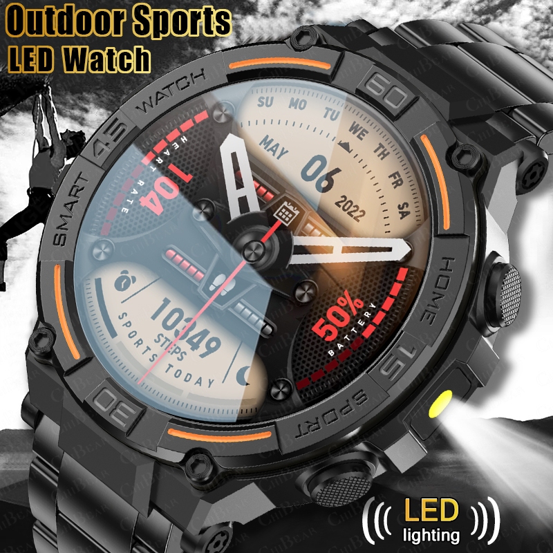 Smartwatch Face - นาฬิกาสมาร์ทวอทช์ทหารสำหรับผู้ชาย ทนทาน กันน้ำ รองรับ GPS สำหรับเล่นกีฬาและออกกำลังกาย