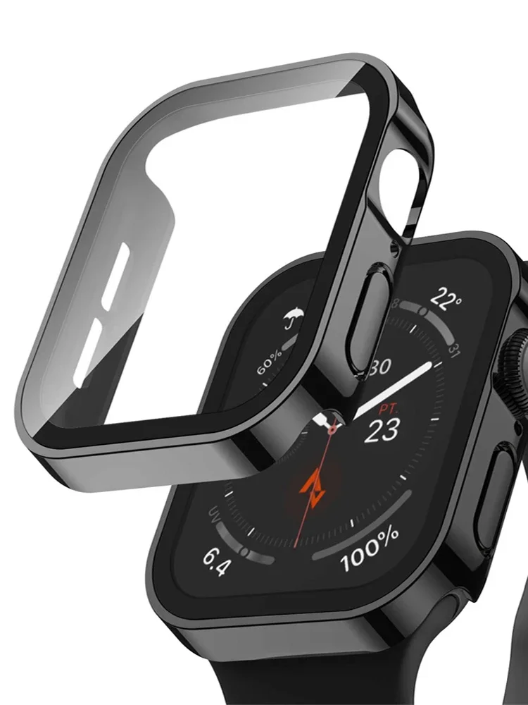 Smartwatch Watch Accessories For Women - แก้ว + ฝาครอบสําหรับ Apple Watch case