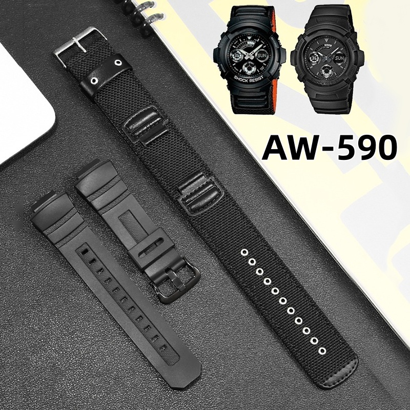 Nylon Nato Strap - สายนาฬิกาไนลอนแบบดัดแปลงสำหรับนาฬิกา Casio รุ่น AW-591 AW-590 AWG-M100