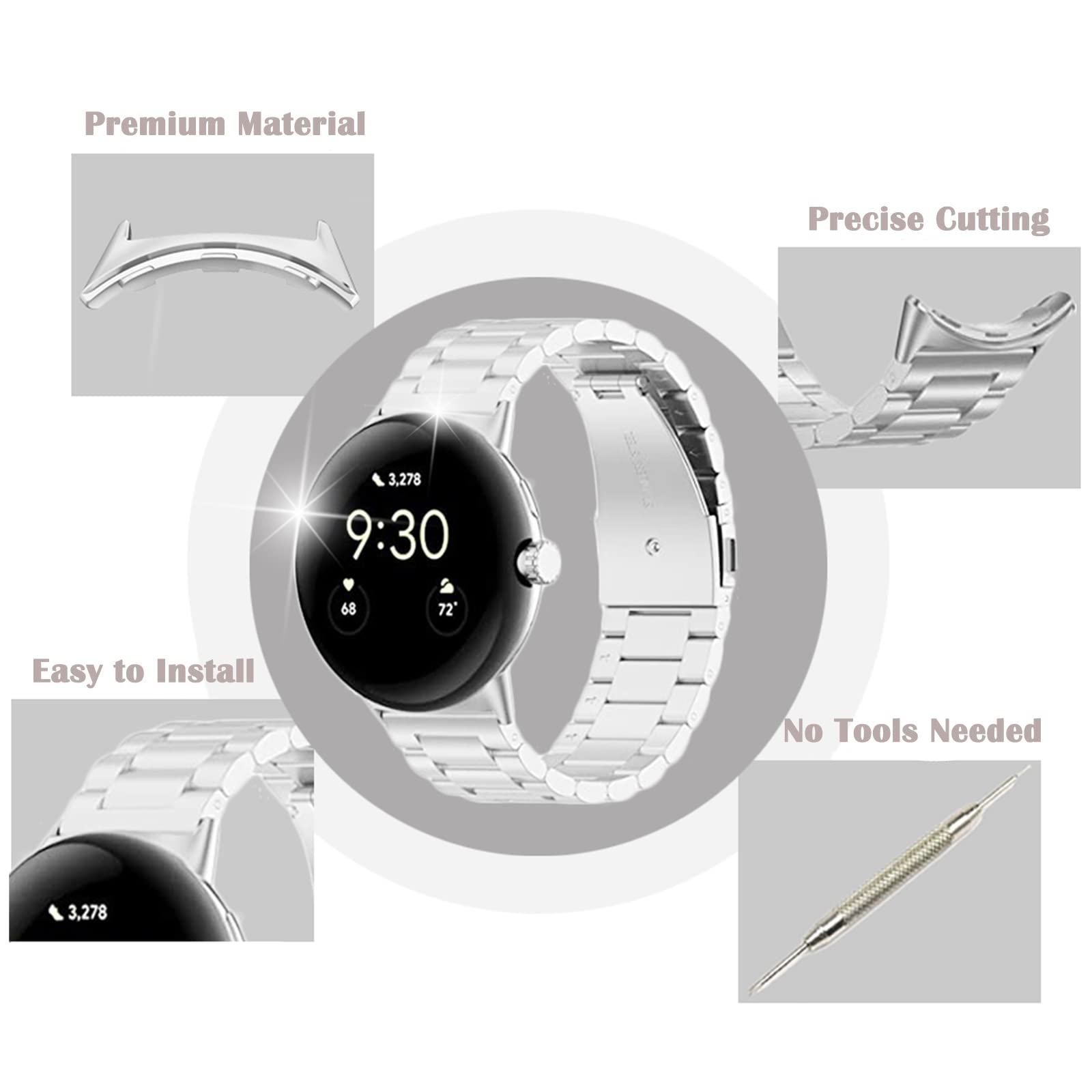 1/2 คู่โลหะสําหรับ Google Pixe - Watch Band Connector บทวิจารณ์และราคา