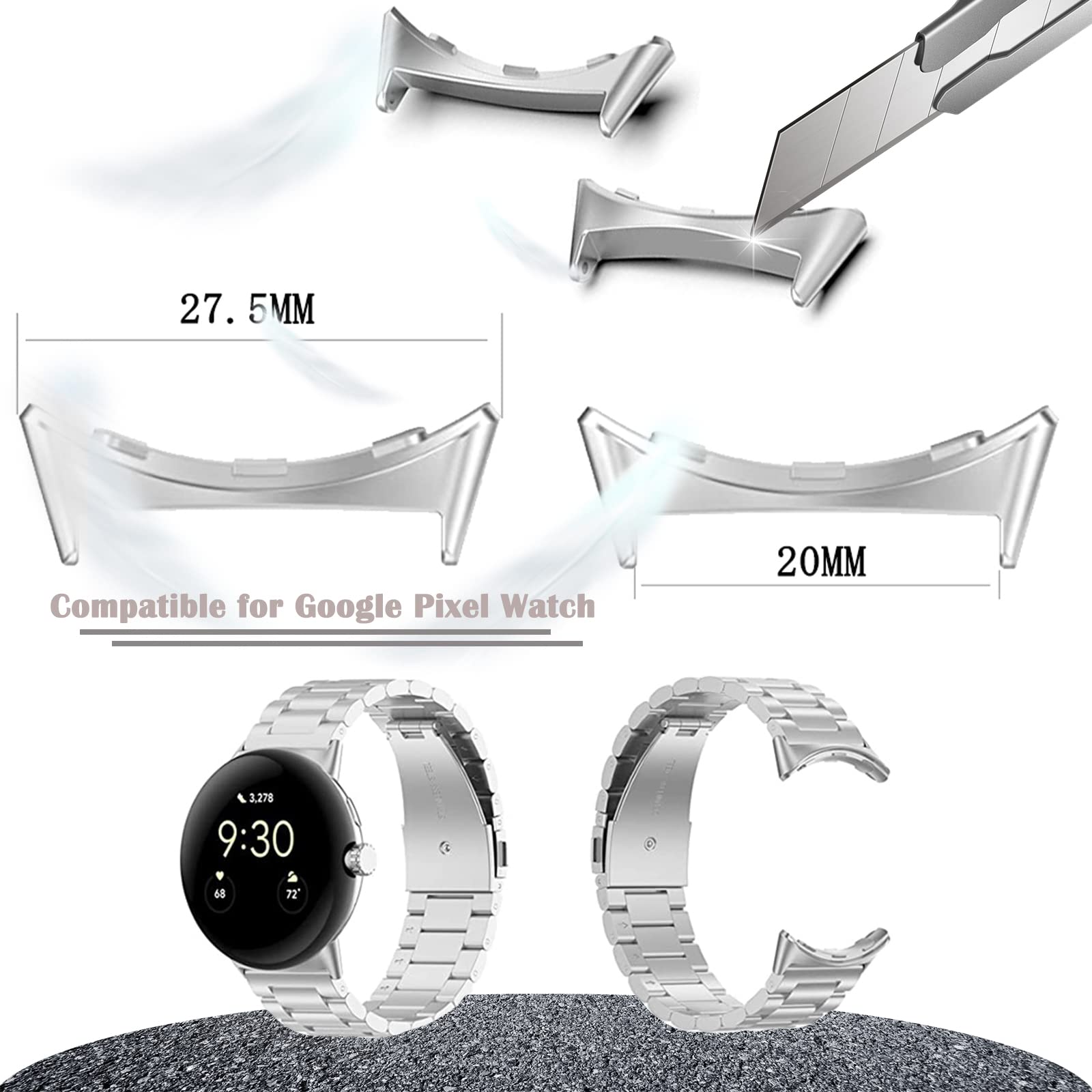 1/2 คู่โลหะสําหรับ Google Pixe - Watch Band Connector บทวิจารณ์และราคา