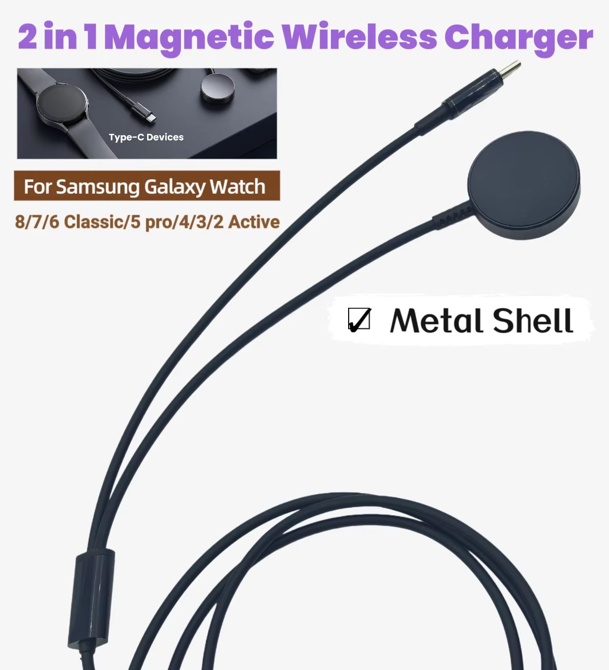Type-C 2-in-1 สายชาร์จฐานโลหะไ - Watch Charger Cable บทวิจารณ์และราคา