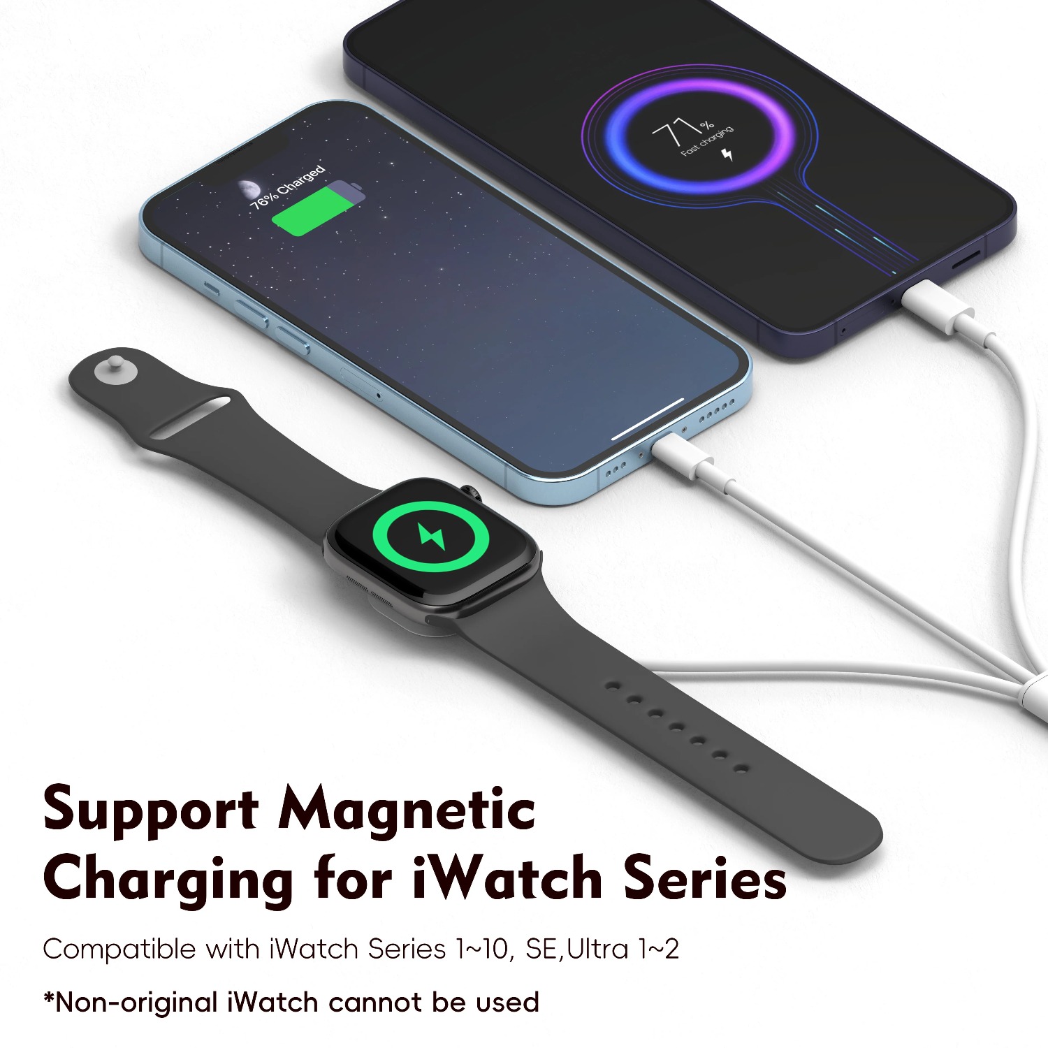 สายชาร์จแม่เหล็ก 3 in 1 สำหรับ - Watch Charger Cable บทวิจารณ์และราคา