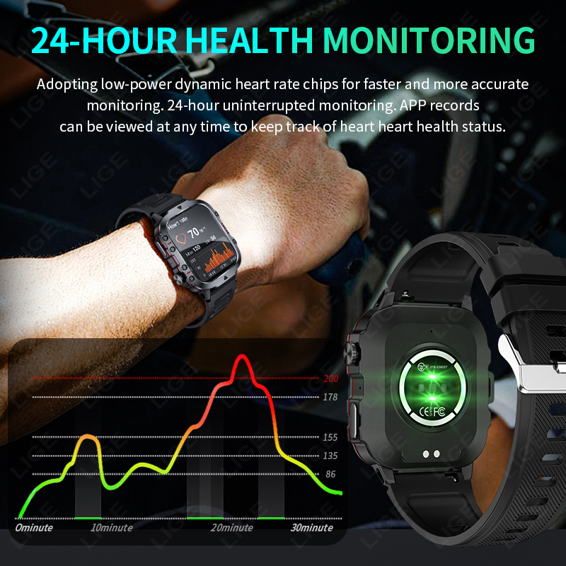 LIGE กลางแจ้งสมาร์ทนาฬิกาผู้ชา - Smartwatch Face บทวิจารณ์และราคา