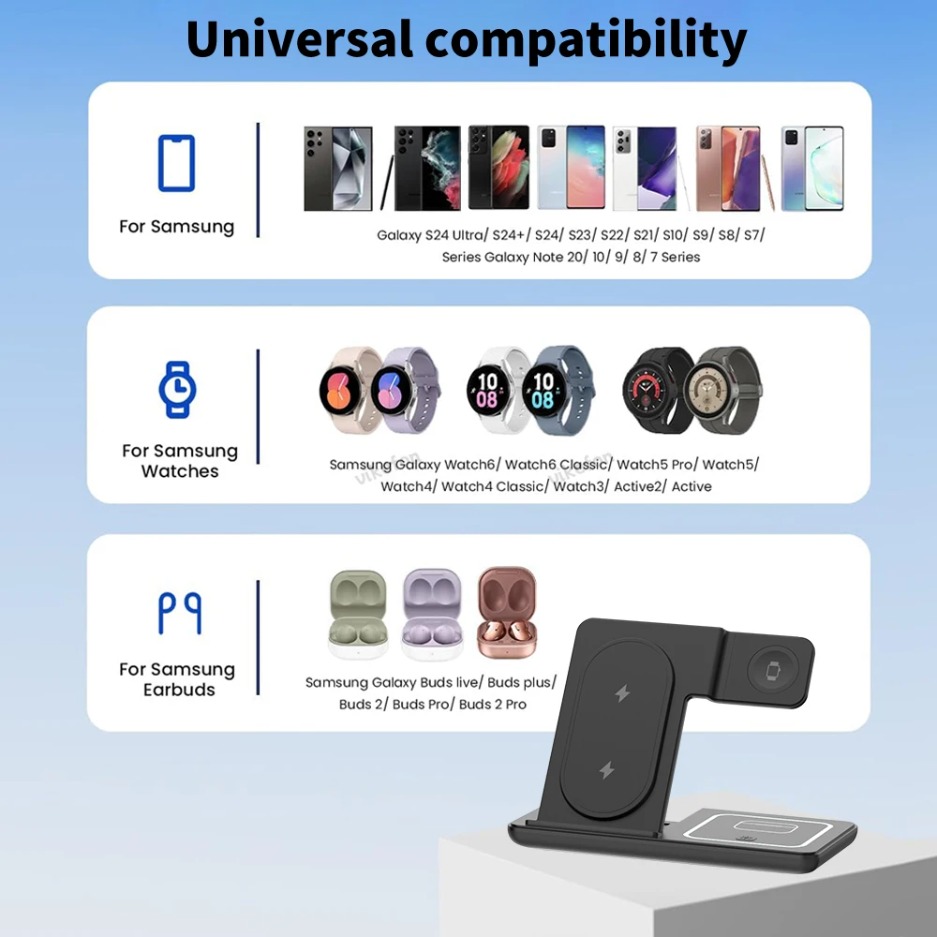 แท่นชาร์จไร้สายแบบพับได้ 3 in  - Watch Charger Cable บทวิจารณ์และราคา