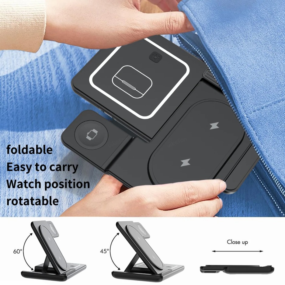 แท่นชาร์จไร้สายแบบพับได้ 3 in  - Watch Charger Cable บทวิจารณ์และราคา